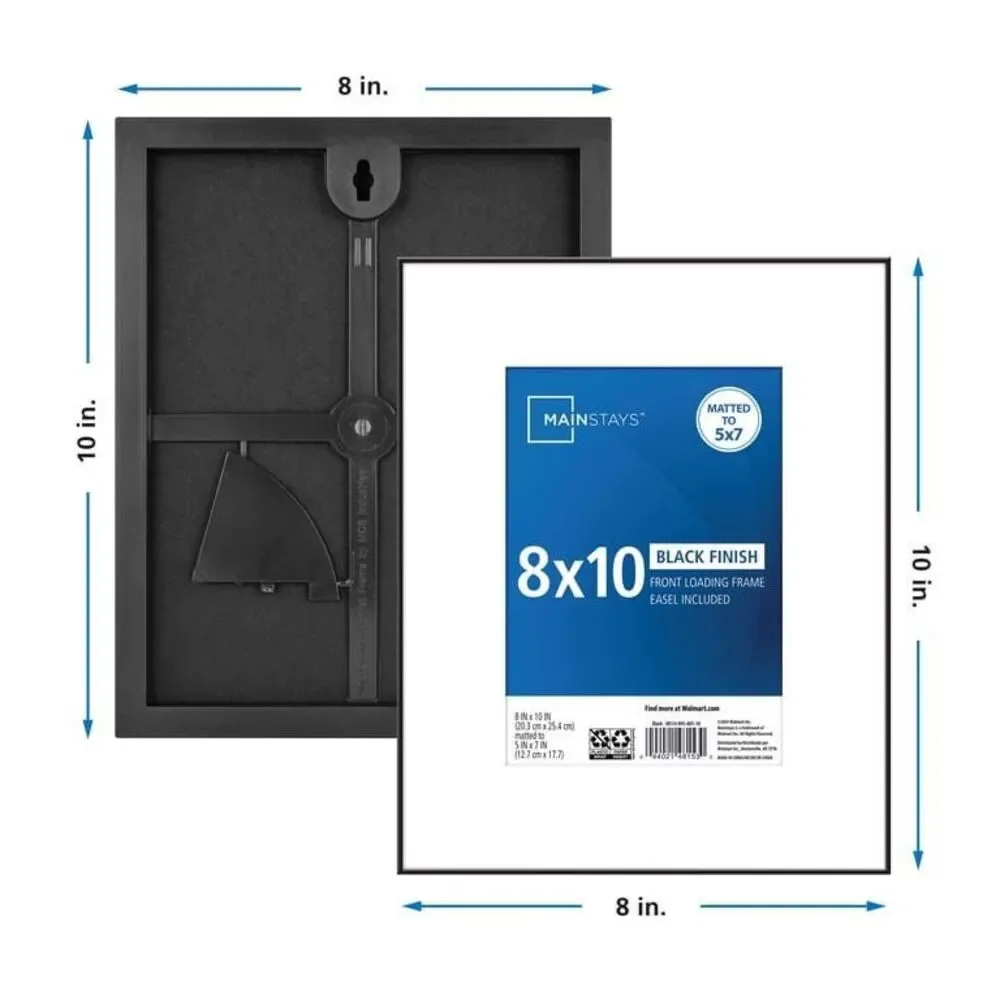 Mainstays 8x10 Matted to 5x7 Front Loading Picture Frame - Black with Free Shipp